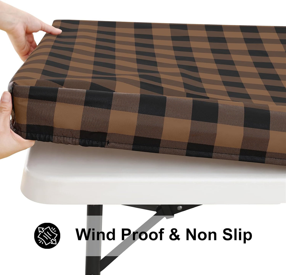 Smiry 36x36 Picnic Table Cloth, Flannel Backed Fitted Vinyl tablecloths
