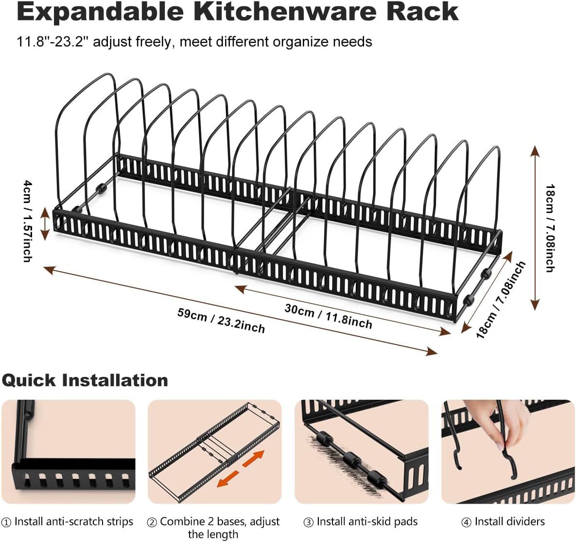 Housolution Cutting Board and Baking Tray Cookie Sheet Organizer, Black