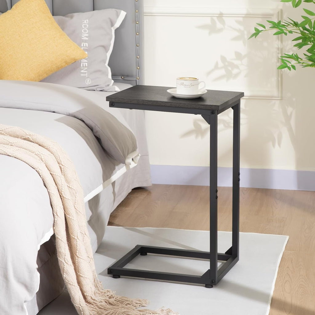 AMHANCIBLE C Shaped End Table Set of 2, Couch Side Table that Slide Under