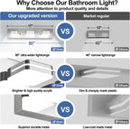 Torondo 360° Rotate LED Bathroom Vanity Light Fixtures, Acrylic Vanity Lights for Bathroom, Modern Wall Lighting Fixtures Over Mirror Living, Chrome, Natural White, 3-Light, 17-Inch