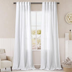 White Linen Curtains 84 Inches Long by Nanspring