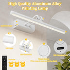 Picture Light for Wall, RF Remote, USB Charging, White