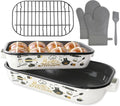 Enamel Turkey Roasting Pan with Rack Set, Casserole Dishes for Oven