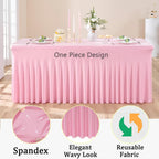 4pk Spandex Tablecloths for 6 Foot Rectangle Tables, Pink Stretch Table Cloth 6ft Fitted Table Cover Desk Skirt for Parties Weddings Birthday Banquet Baby Shower