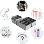 Cosmetic Storage Bins Makeup Organizer, Adjustable Multifunction Storage Box Desk Drawer Divider for Makeup Brushes, Bathroom Countertop or Dresser, Set of 3 (Grey)