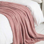 BOURINA Coral Pink Throw Blanket 60 x80 Inches Textured Solid Soft Sofa Throw - Image 4