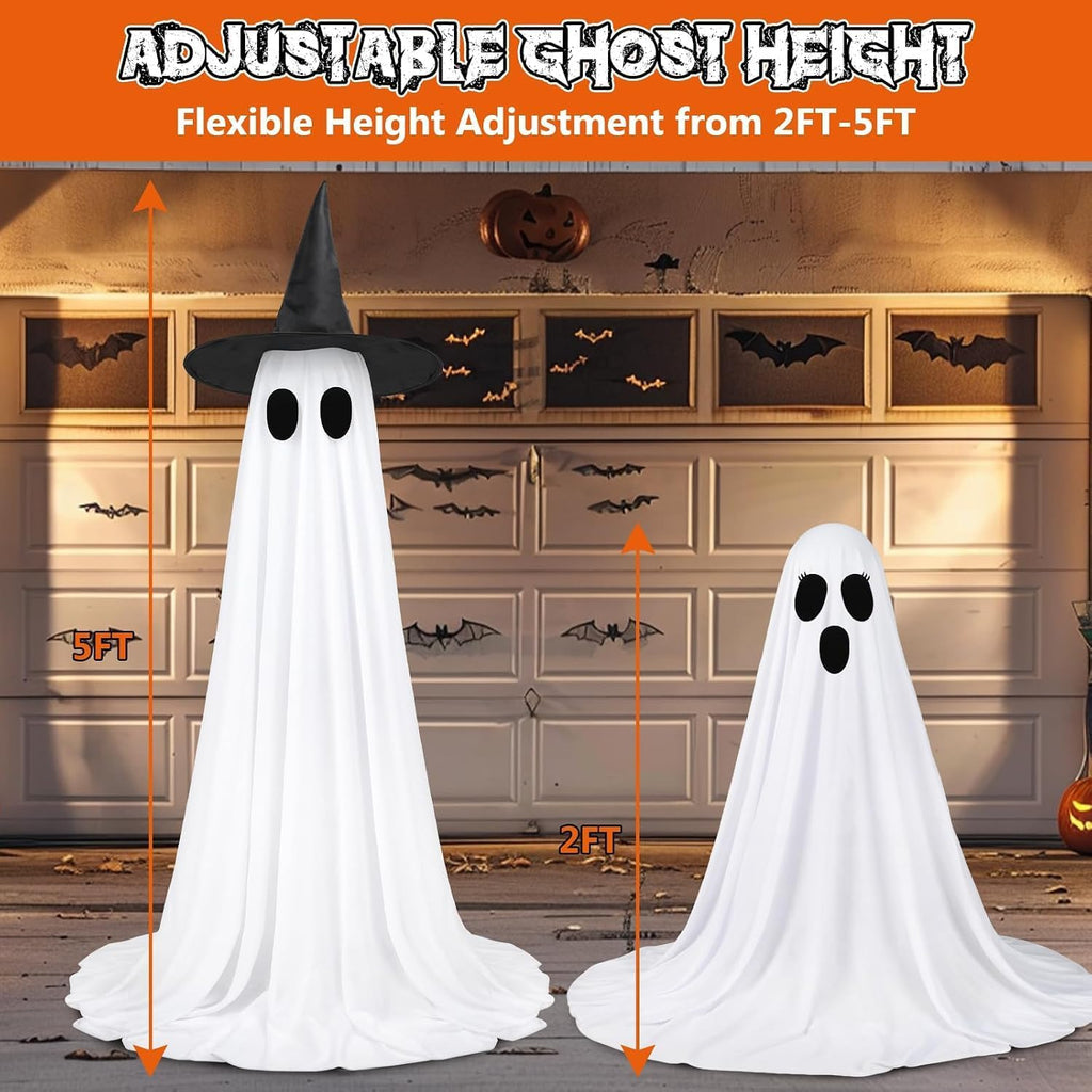 Halloween Ghost Decorations, 2 Pack 5FT Lighted Ghosts with Remote