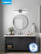 VOLISUN Modern Bathroom Vanity Light 24 inch, 24W Dimmable 5CCT Led Bathroom Light Fixture Over Mirror, Black Bar Vanity Light for Bathrooms Mirror Cabinets Bedroom-ETL Certificated