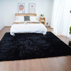 Ghouse Black 8x10 Area Rug Fluffy Faux Rabbit Fur Rug Black Plush Shag Rug - Image 2