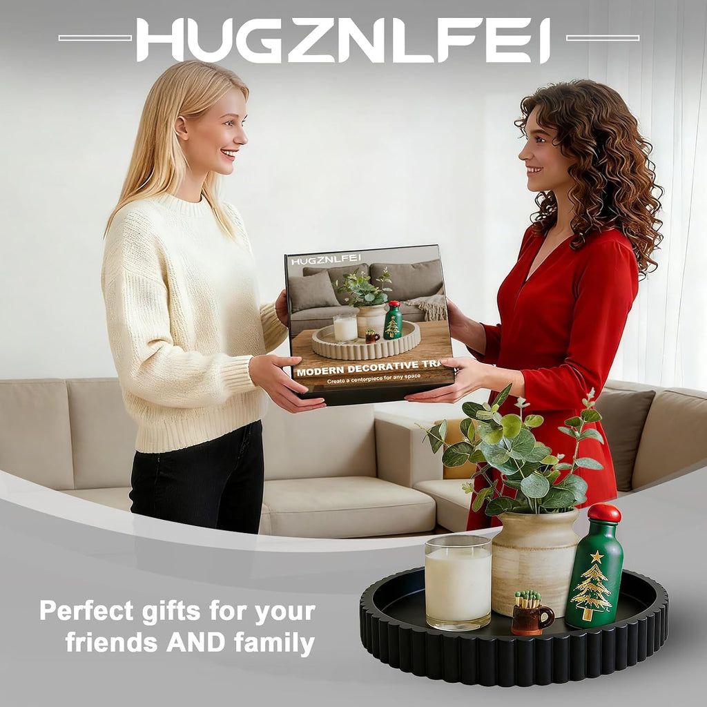 Round Decorative Tray for Coffee Table Decor Table Centerpieces
