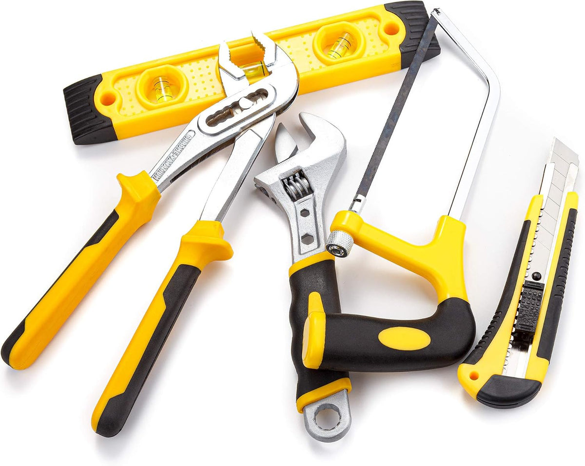 CARTMAN 218 Piece Tool Set General Household Hand Tool Kit with Plastic Toolbox Storage Case Yellow