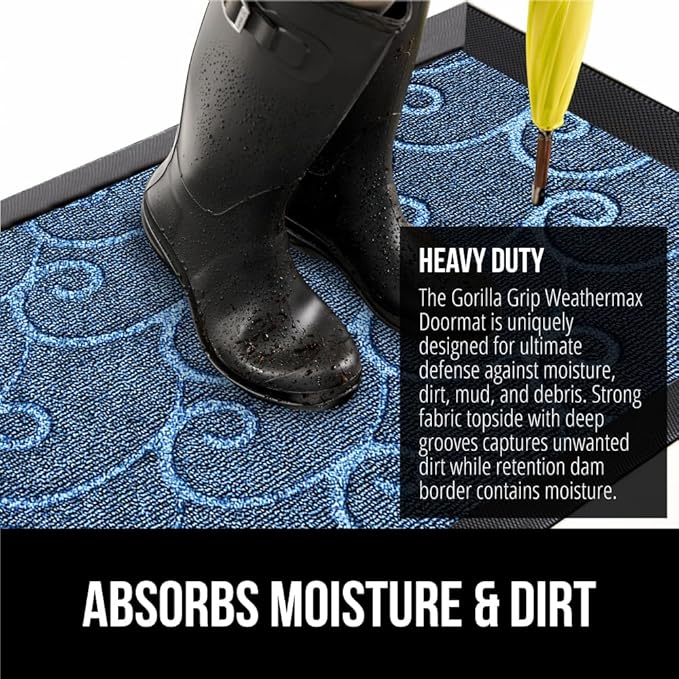 GORILLA GRIP 100% Waterproof All-Season WeatherMAX Doormat 35x23, US Designed - Image 4