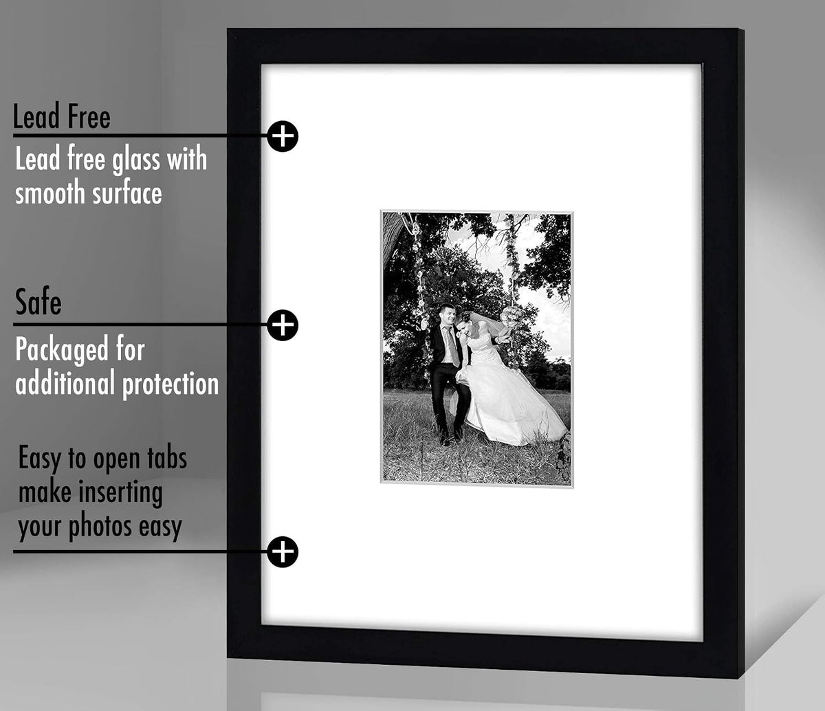 Americanflat 11x14 Picture Frame - Matted to 5x7 - Engineered Wood - Black