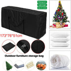 68" Extra Large Waterproof Outdoor Cushion Storage Bag – Heavy Duty Patio Furniture Cover with Zipper,Handles for Pool Decor,Christmas Tree Storage & Moving (173x76x51cm) (Black)