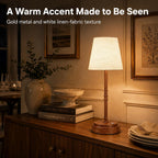 Rechargeable Cordless Table Lamp, Battery Operated Bedside Lamp, Wood Grain