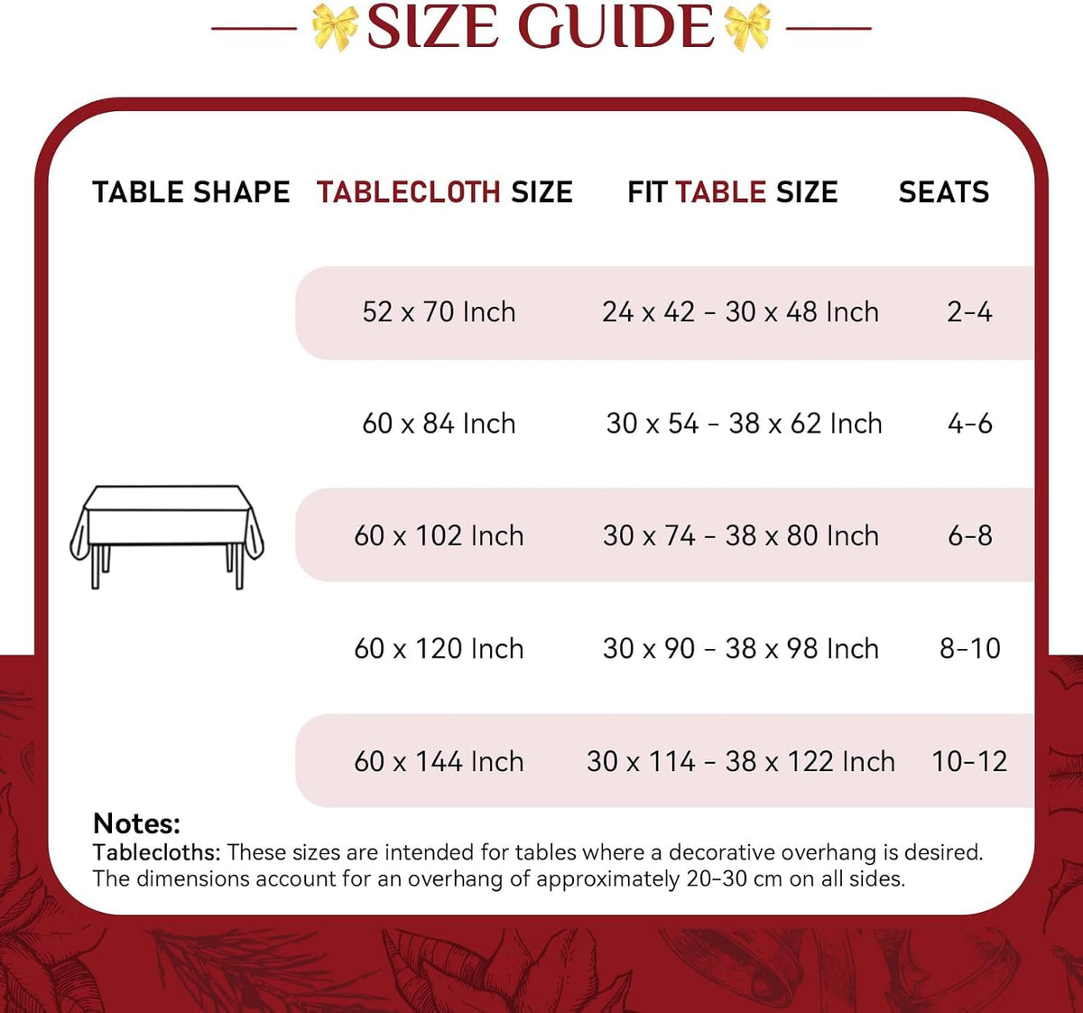 Softalker Christmas Rectangle Tablecloth 60 x 144 Inch, Red Checkered