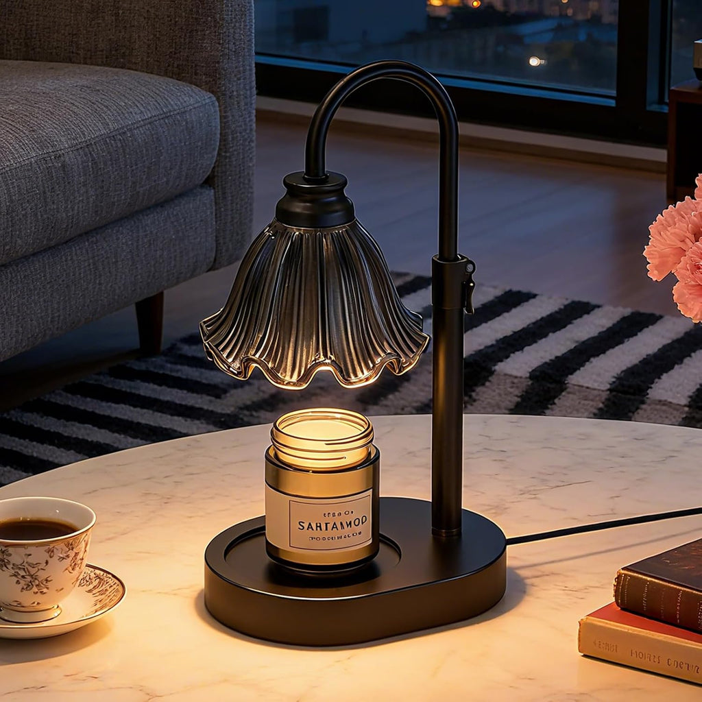 Flower Candle Warmer Lamp with Timer & 4-Level Dimmer, Adjustable Height