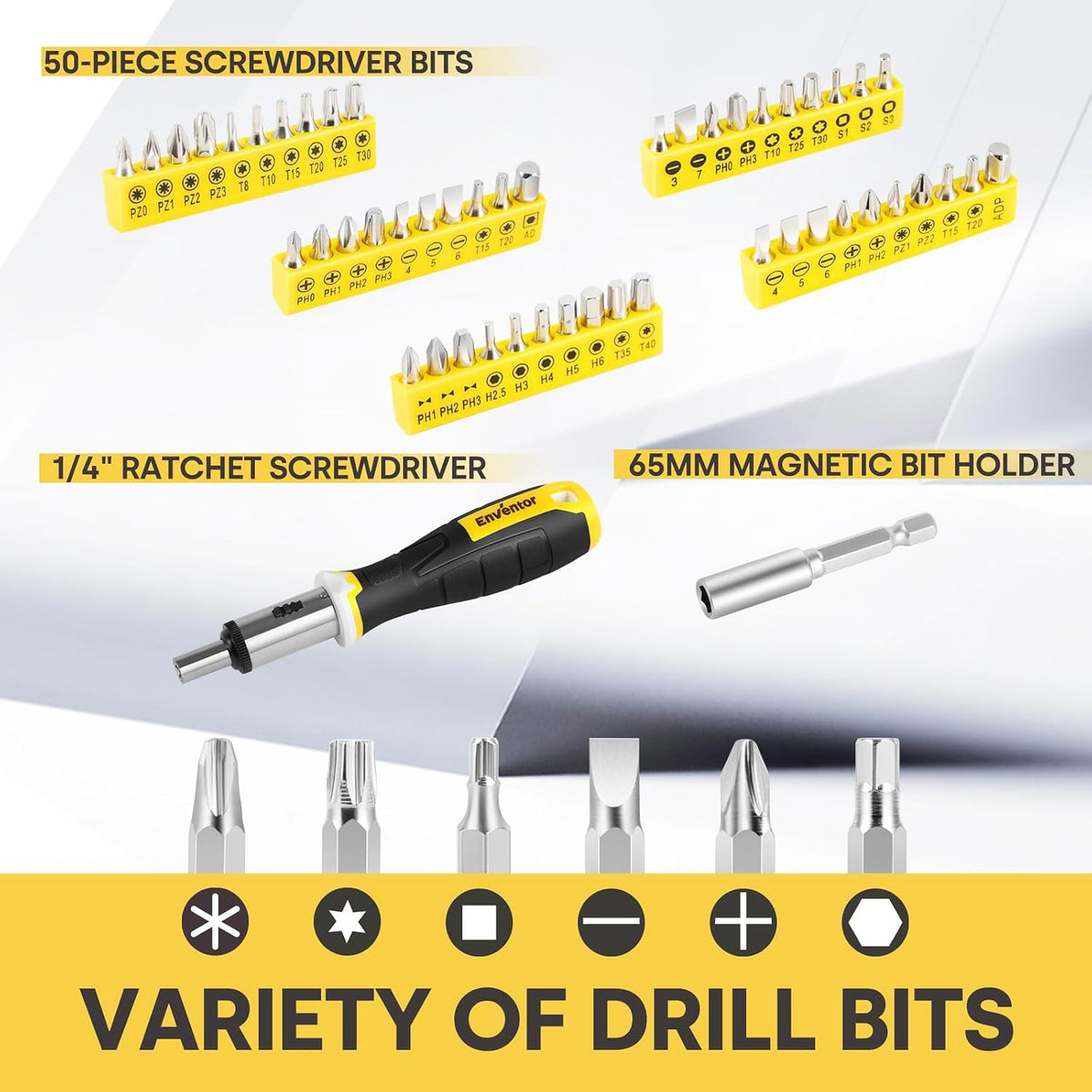 ENVENTOR 220 PCS Home Tool Kit & 14 PCS Wrench Set Metric 6-19mm
