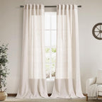 Beige Flax Linen Curtains 90 Inches Long by Nanspring