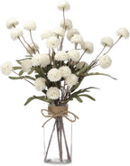 6PCS Mums Artificial Flowers with Vase - Small Silk Fake Flowers Suitable for Vase Bedroom Dining Room Living Rooms Decor Home Table Decor