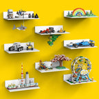 BlissBox 8-Pack Floating Shelves for Wall Compatible with Lego Bricks,White