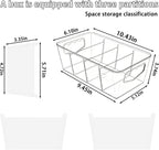 SPACELEAD 6 Pack Clear Pantry Organization Storage Bins with Dividers