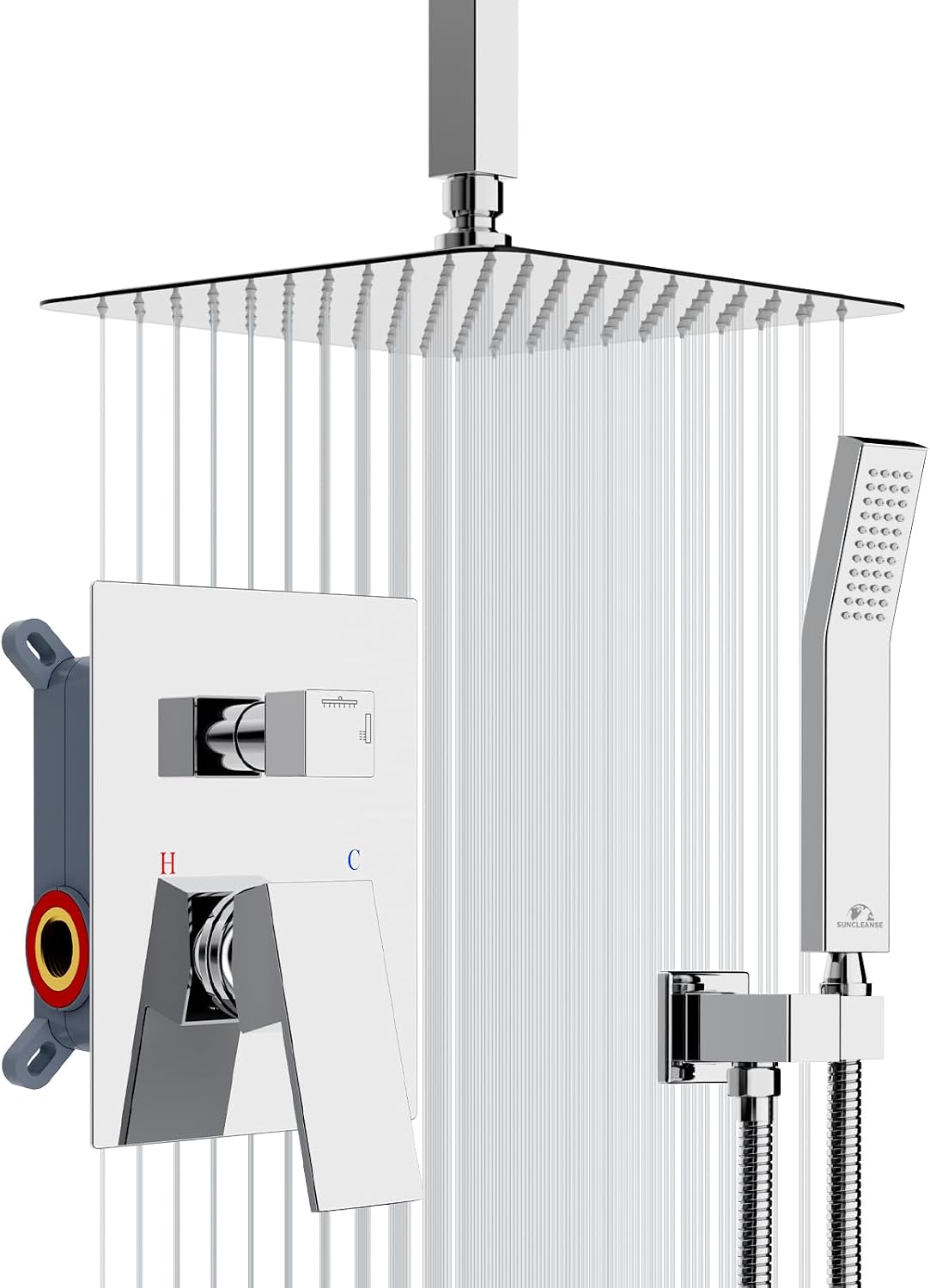 SunCleanse Rainfall Shower Faucet Set with High Pressure in Matte Black
