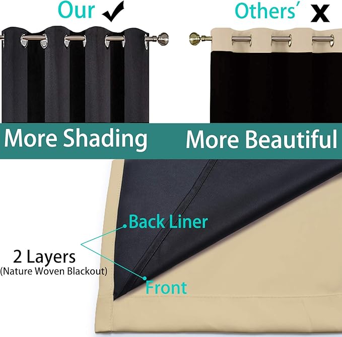 Yakamok 108 Inches Long Thermal Insulated 100% Blackout Curtains - Image 5