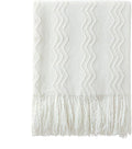 BOURINA Off White Throw Blanket 50x60 Inches Throw Textured Solid Soft Sofa by BOURINA