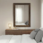 Farmhouse Rustic Wood Framed Bathroom Vanity Mirror for Wall, 24x36, Brown