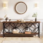 Tribesigns 70.9-Inch Narrow Sofa Table, Industrial Long Sofa Table Behind Couch, Entry Console Table with Storage for Entryway, Living Room, Foyer, Unique Design, Rustic Brown