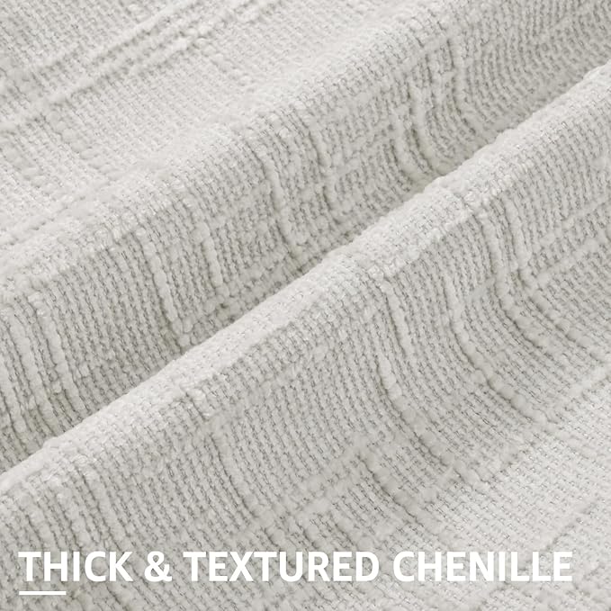 decorUhome Light Grey Chenille Throw Pillow Covers 18x18 Set of 2 Textured Soft - Image 2