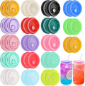 36-Pack Colorful Acrylic Cup Lids with Straw Hole - Spill-Proof Reusable Covers for 16oz Glasses & Tumblers - Perfect for Iced Coffee, Beer, Beverages