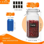 Large Glass Storage Containers with Airtight Lids 78oz 3 Pack