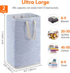Lifewit 80L Large Laundry Baskets, Laundry Hampers Bags, 2 Pack, Grey&Blue