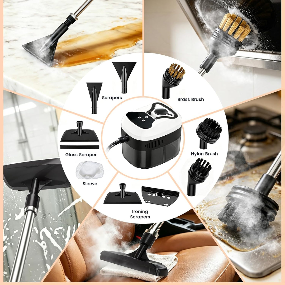 Steam Cleaner for Home, 6 Adjustable Levels, Dual Control