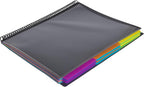 JAM PAPER Plastic Multi Pocket Folder - 24 Pocket Organizer with Zipper Pouch - Smoke Grey with Colorful Tabs - 10 1/2 x 11 1/2 - Sold Individually
