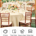 4 Pack 90 Inch Round Tablecloth Polyester Washable Table Covers for Wedding Dining Table Buffet Parties Banquet Decor（Champagne）
