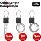 Cable Padlock with 3 Keys | L 1.15ft(0.35m),D 1/6in(4mm) Adjustable Steel Cable Lock | Aluminum Locks for Bikes, Gate, Lockers & Outdoor Gear | Weatherproof & Black