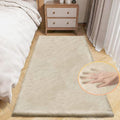 ORINOVA Light Brown Beige Fluffy Faux Rabbit Shag Fur Rugs by ORINOVA