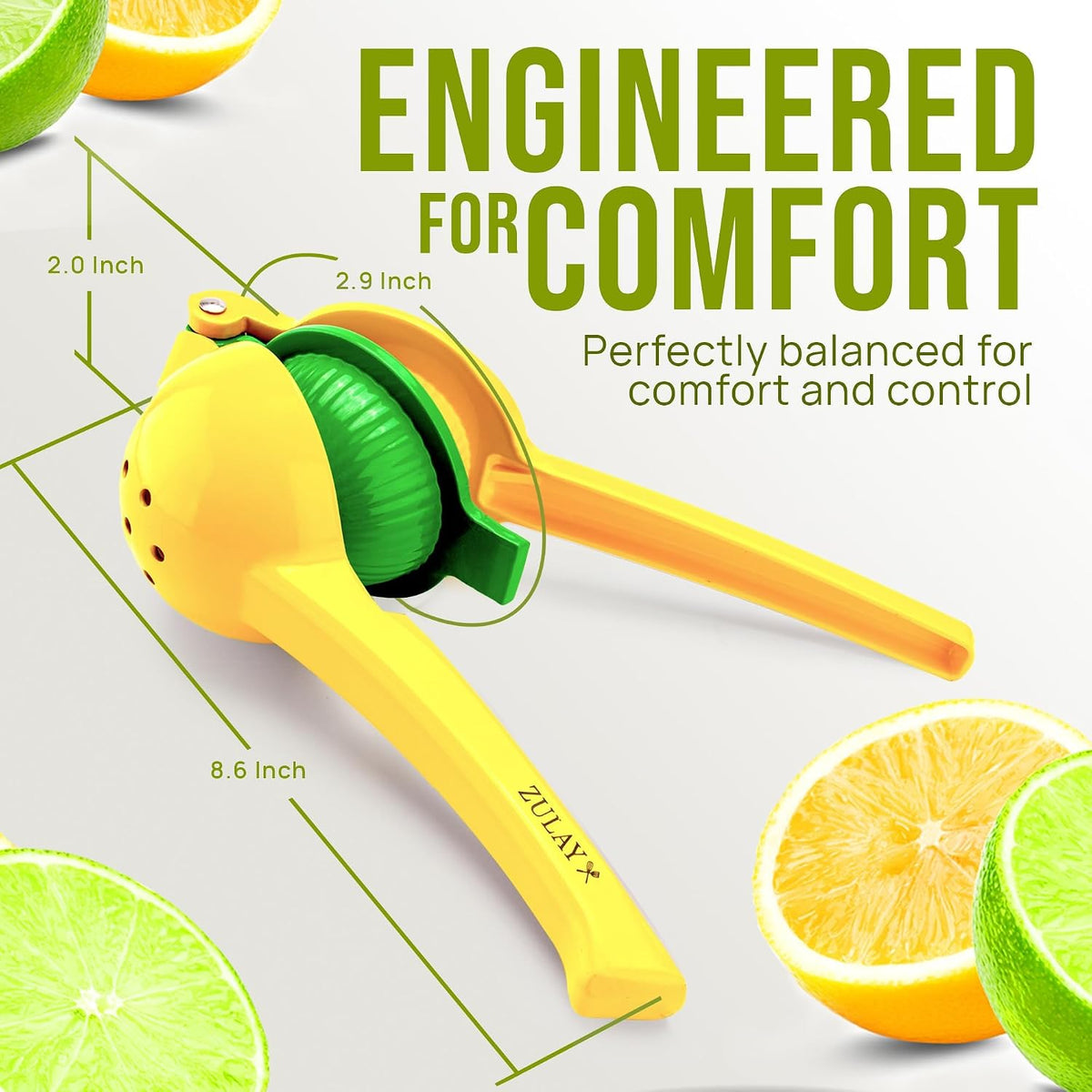 Zulay Kitchen Metal 2-in-1 Lemon Lime Squeezer, Juicer Handheld - Yellow