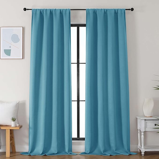 Simplebrand Ava Turquoise Blackout Curtains by Simplebrand
