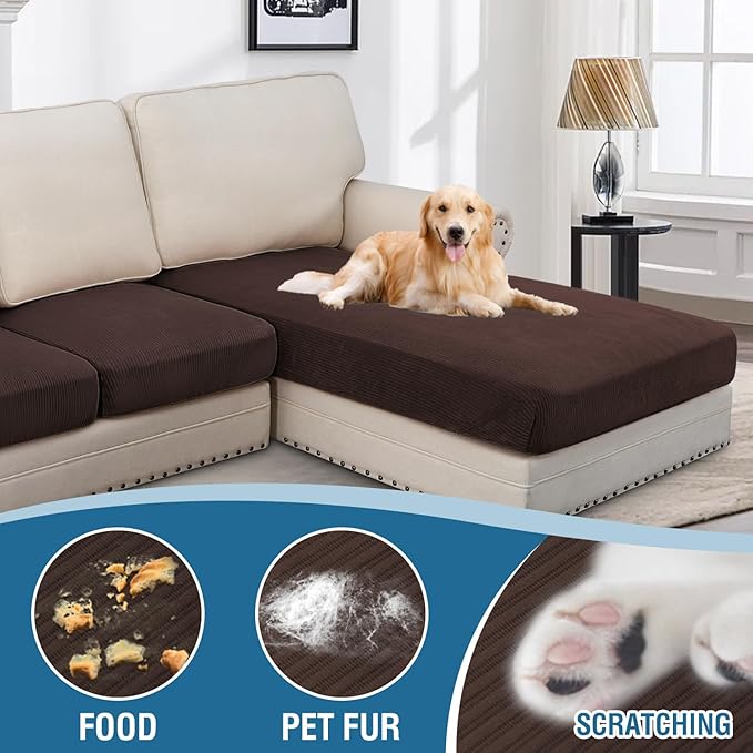 H.VERSAILTEX Velvet Stretch Sectional Couch Covers - Image 3