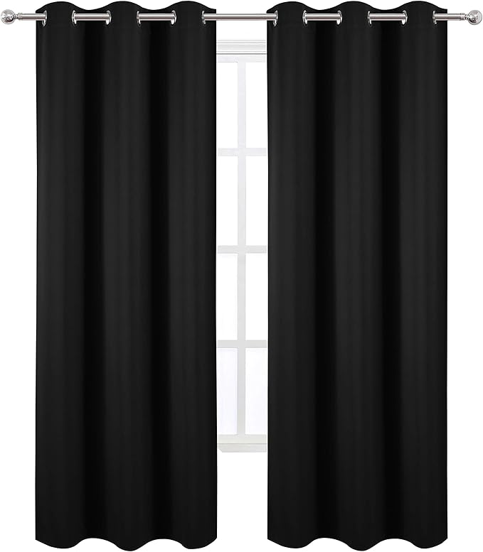 LEMOMO Black Blackout Curtains 34 x 84 Inch Length/Set of 2 Curtain - Image 2