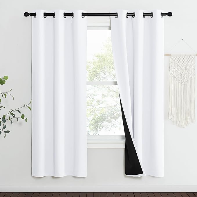 NICETOWN White Blackout Curtains 70 inches Long, 2 Pieces, Full Light Blocking - Image 2