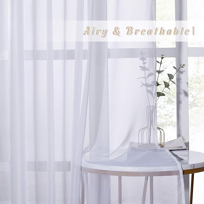 NICETOWN White Sheer Curtains 72 inches Long - Image 3