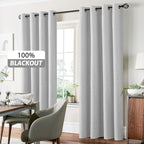 Yakamok White Curtains 100% Blackout 84 Inches Long, Room Darkening Textured - Image 7