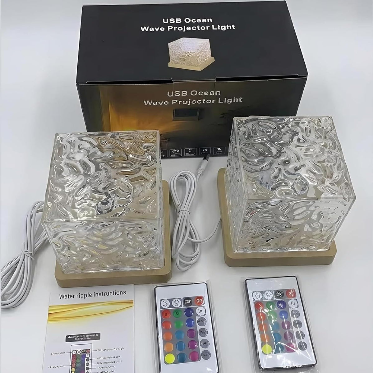 Ocean Wave Projector Light with Remote, 16 Color Ambient Lighting, 2 Pack