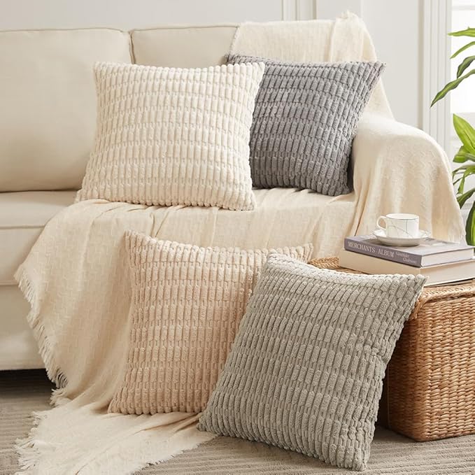 Fancy Homi 4 Packs Boho Cream Decorative Throw Pillow Covers 24x24 Inch - Image 8