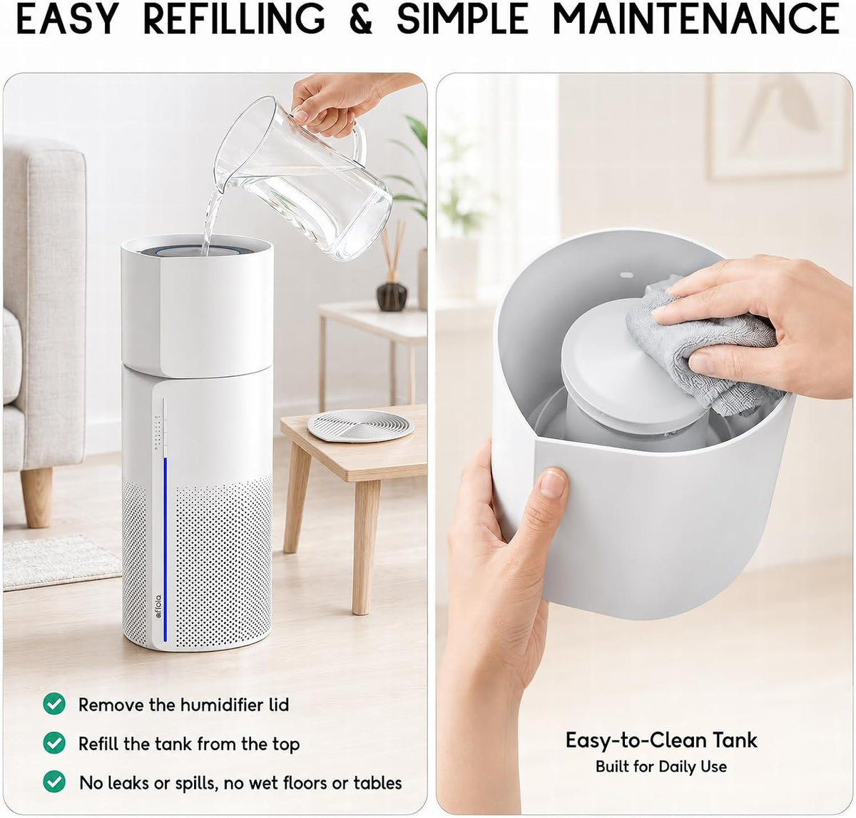 Afloia Air Purifier and Humidifier Combo, Evaporative Humidifier,1,076 ft²